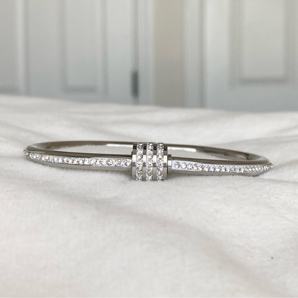 Silver and Diamond Bangle Stackable Bracelet New NWT - Picture 5 of 12